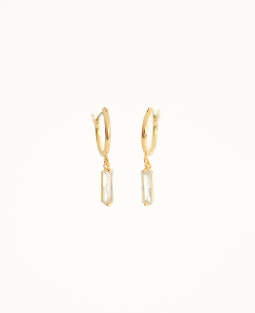 Baguette Dangle Huggie Earrings from KADOU Boutique