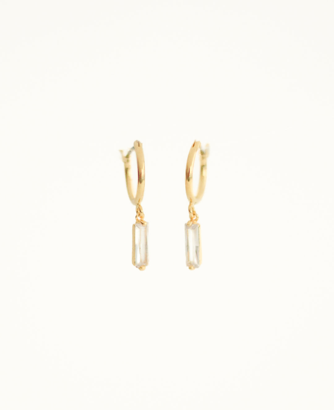 Baguette Dangle Huggie Earrings