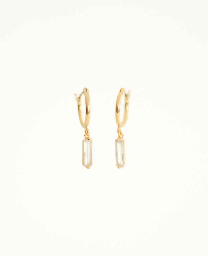 Baguette Dangle Huggie Earrings