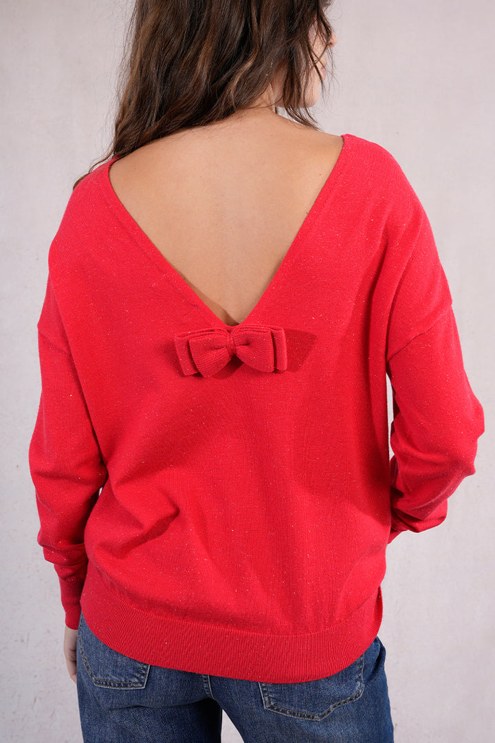 Ladies Knit Bow Sweater