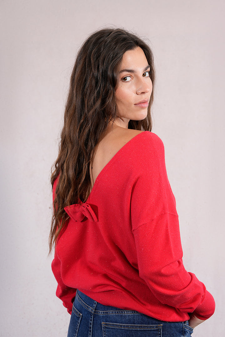 Ladies Knit Bow Sweater