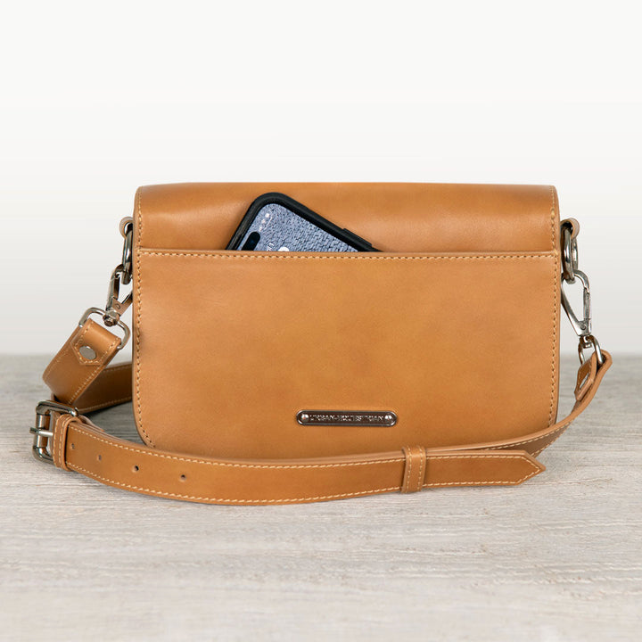 Lana - Horse Bit Crossbody Luxury Leather Bag in Caramel