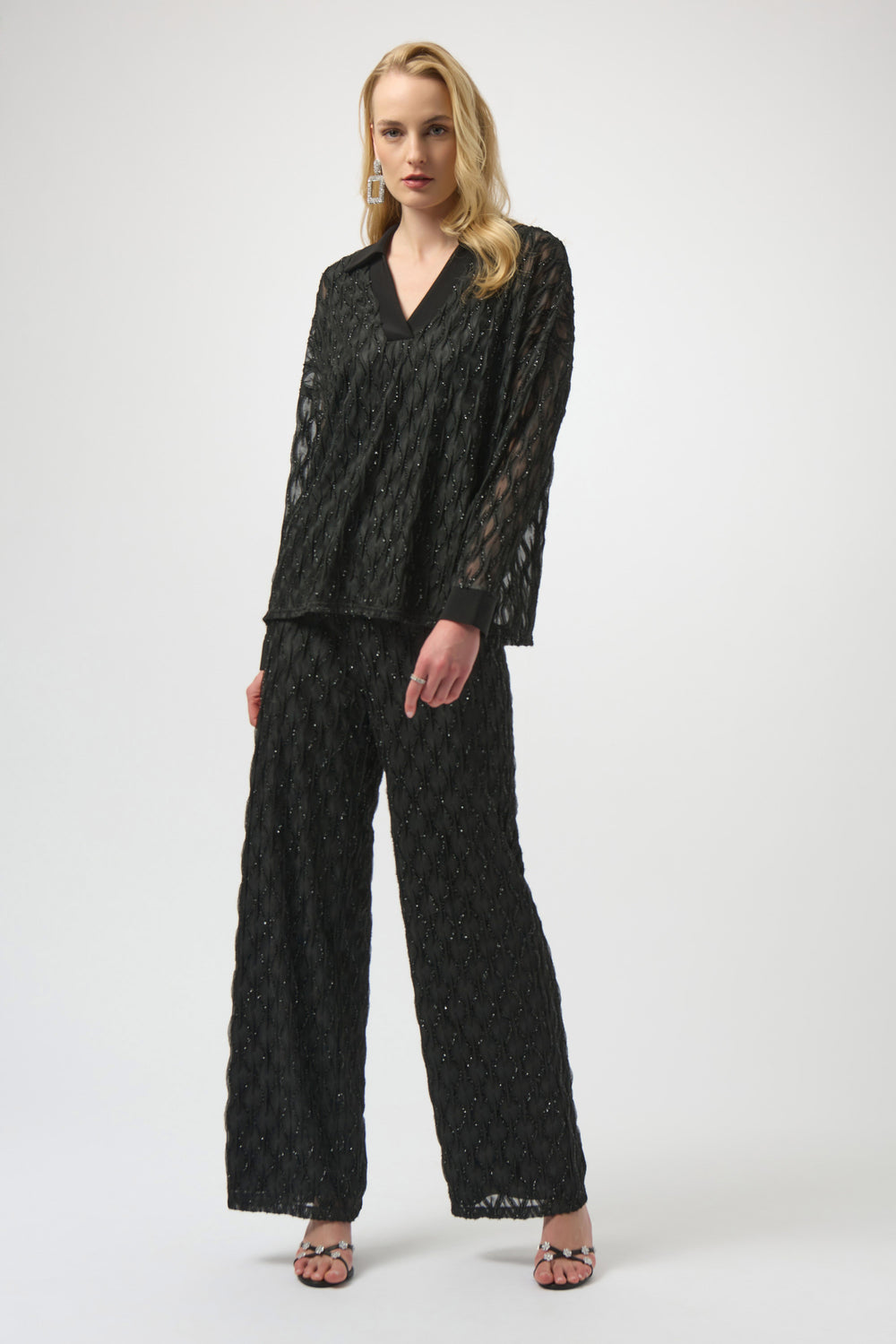 Lurex Cascade and Silky Knit Boxy Top - 254116 from KADOU Boutique