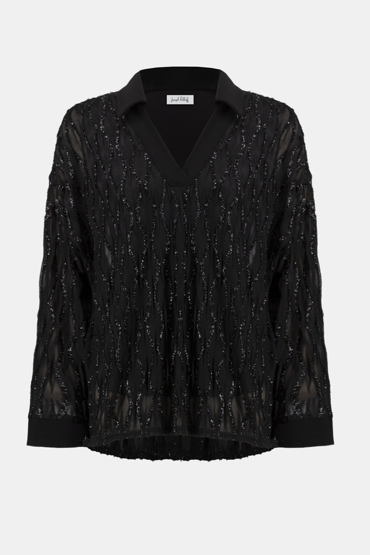 Lurex Cascade and Silky Knit Boxy Top - 254116