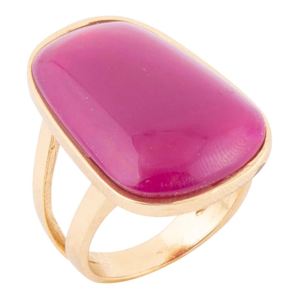 Madeleine Pink Agate Golden Ring from KADOU Boutique