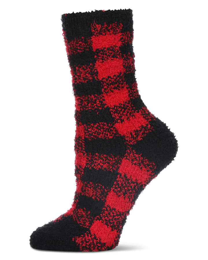 Classic Buffalo Plaid Cozy Women's Crew Socks - Red