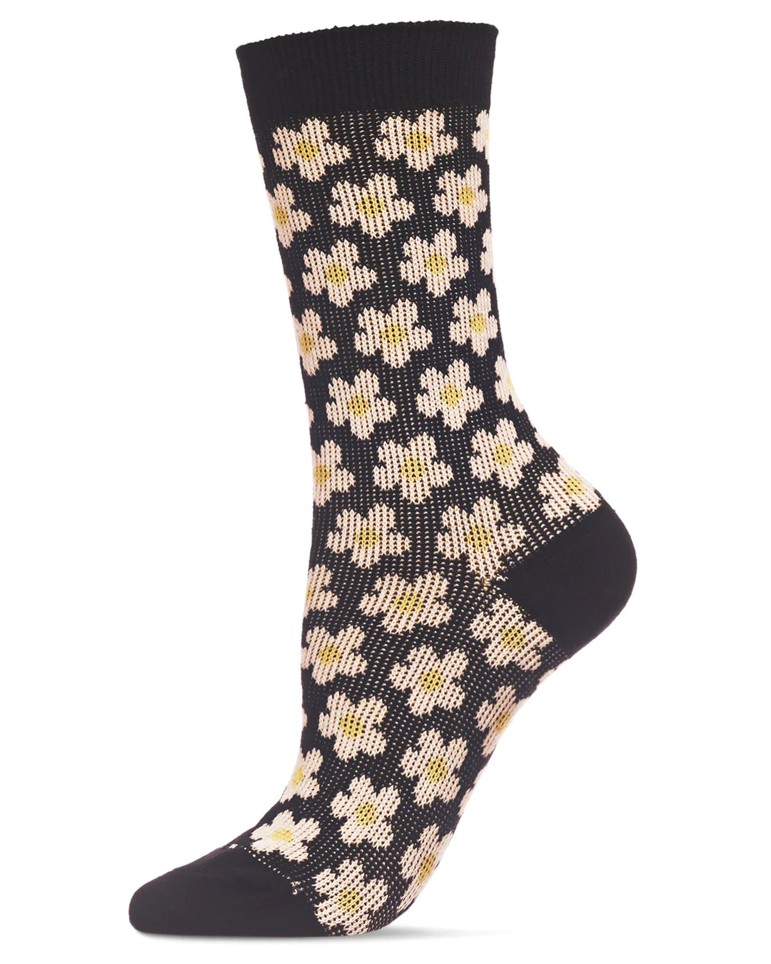 Women's Mod Vintage Style Sweet Daisy Crew Sock