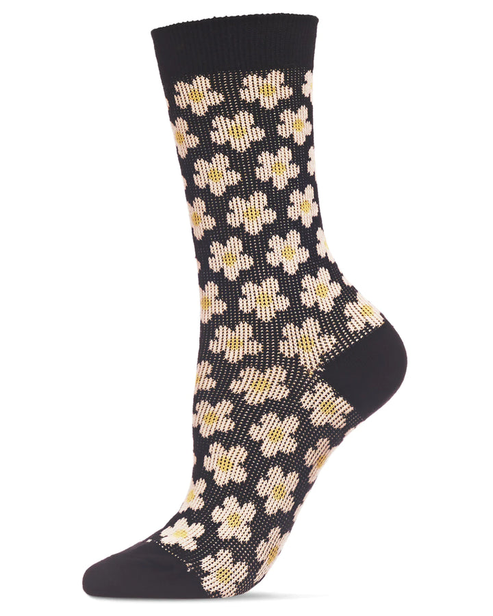 Women's Mod Vintage Style Sweet Daisy Crew Sock