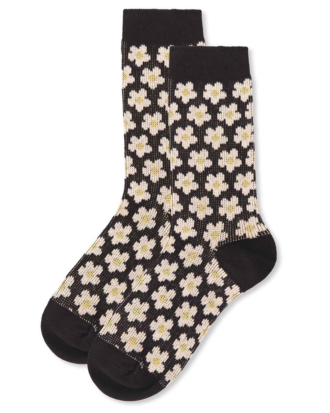 Women's Mod Vintage Style Sweet Daisy Crew Sock