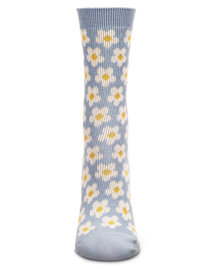 Women's Mod Vintage Style Sweet Daisy Crew Sock