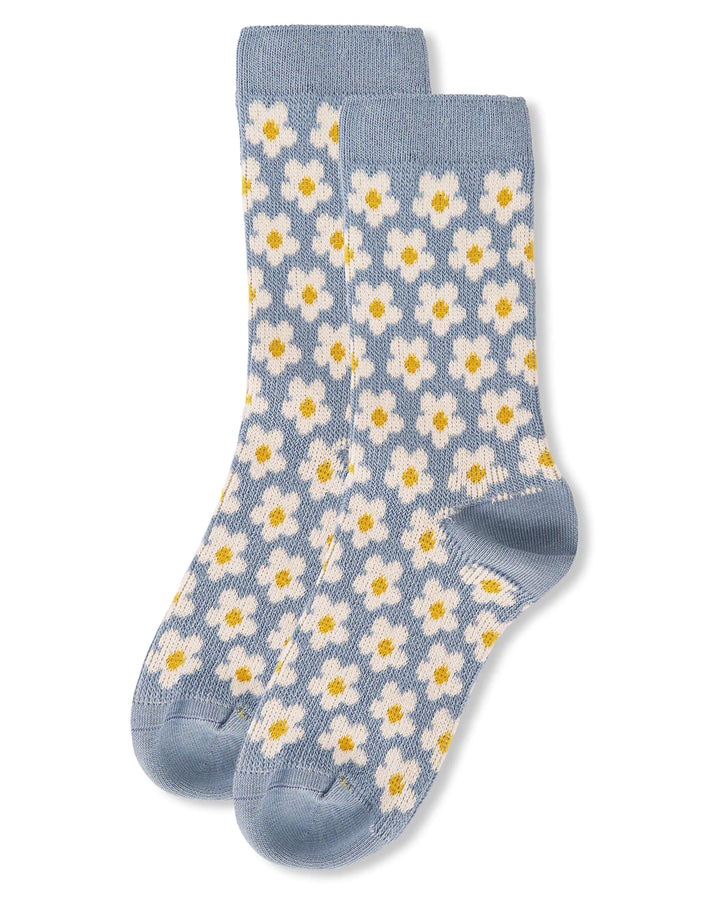 Women's Mod Vintage Style Sweet Daisy Crew Sock