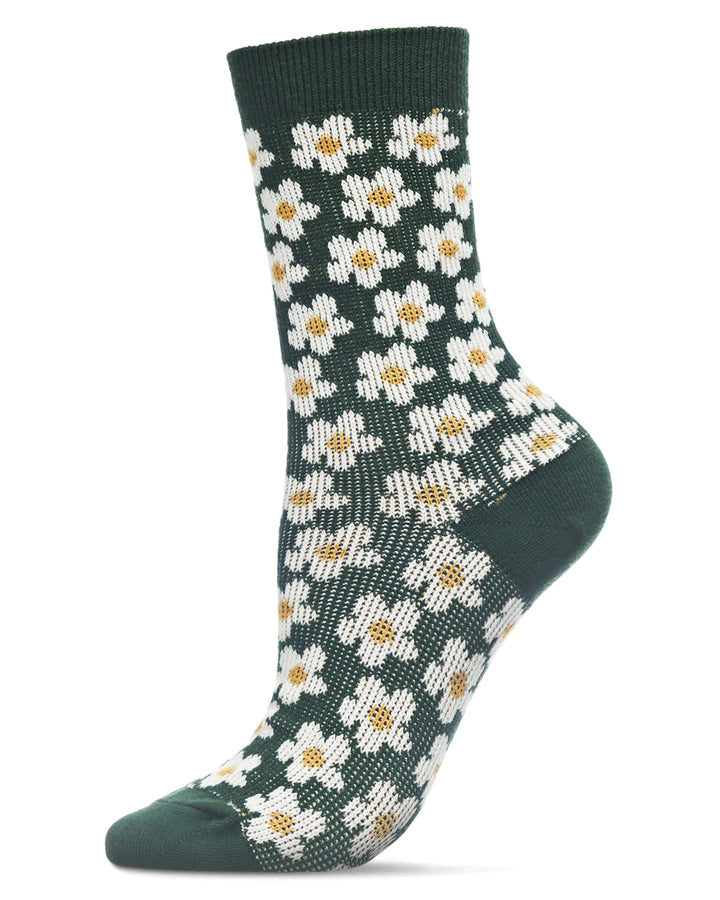 Women's Mod Vintage Style Sweet Daisy Crew Sock
