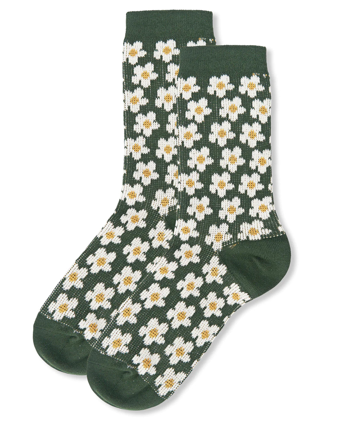 Women's Mod Vintage Style Sweet Daisy Crew Sock