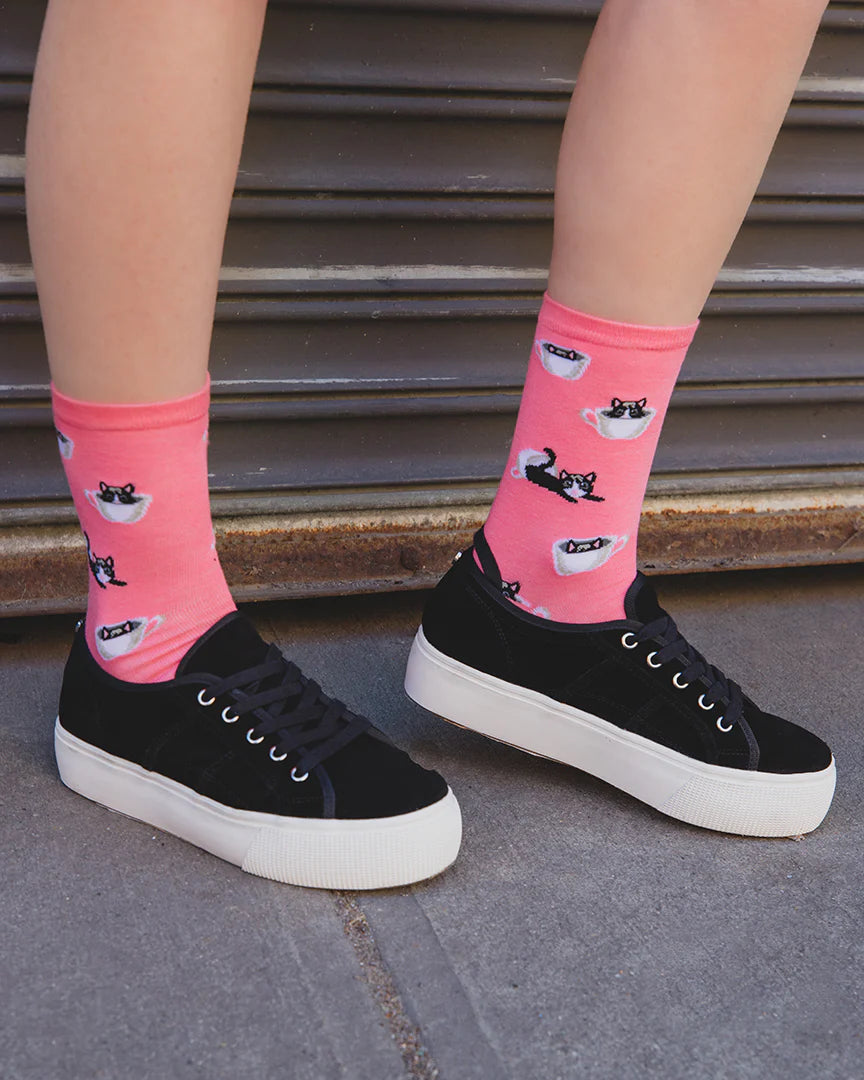 Cup O' Cats Bamboo Crew Socks