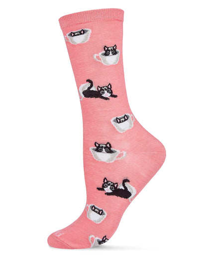 Cup O' Cats Bamboo Crew Socks