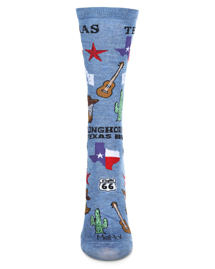 Texas Bamboo Women Crew Socks - Denim Heather