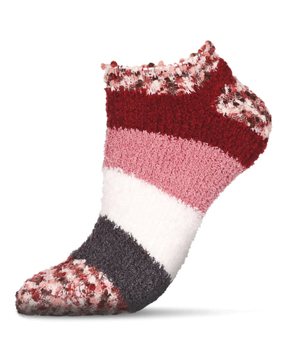 Multi Wide Stripe Cozy Low Cut Socks- Fired Brick