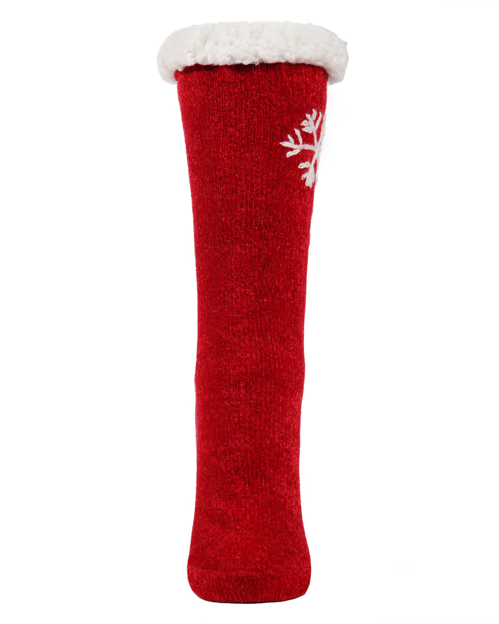 Women's Sweet Snowflake Plush Lined Slipper Sock - Red from KADOU Boutique