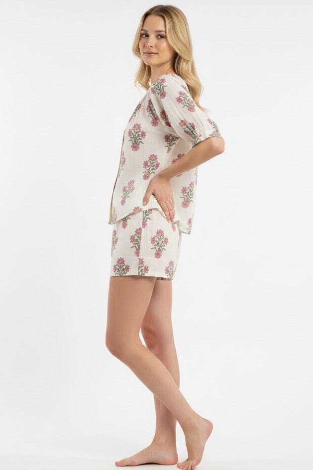 Marley Short Pajama Set in Royal Aster from KADOU Boutique