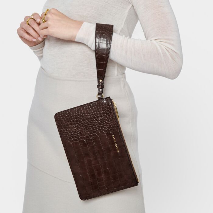 Marni Faux Croc Wristlet Pouch