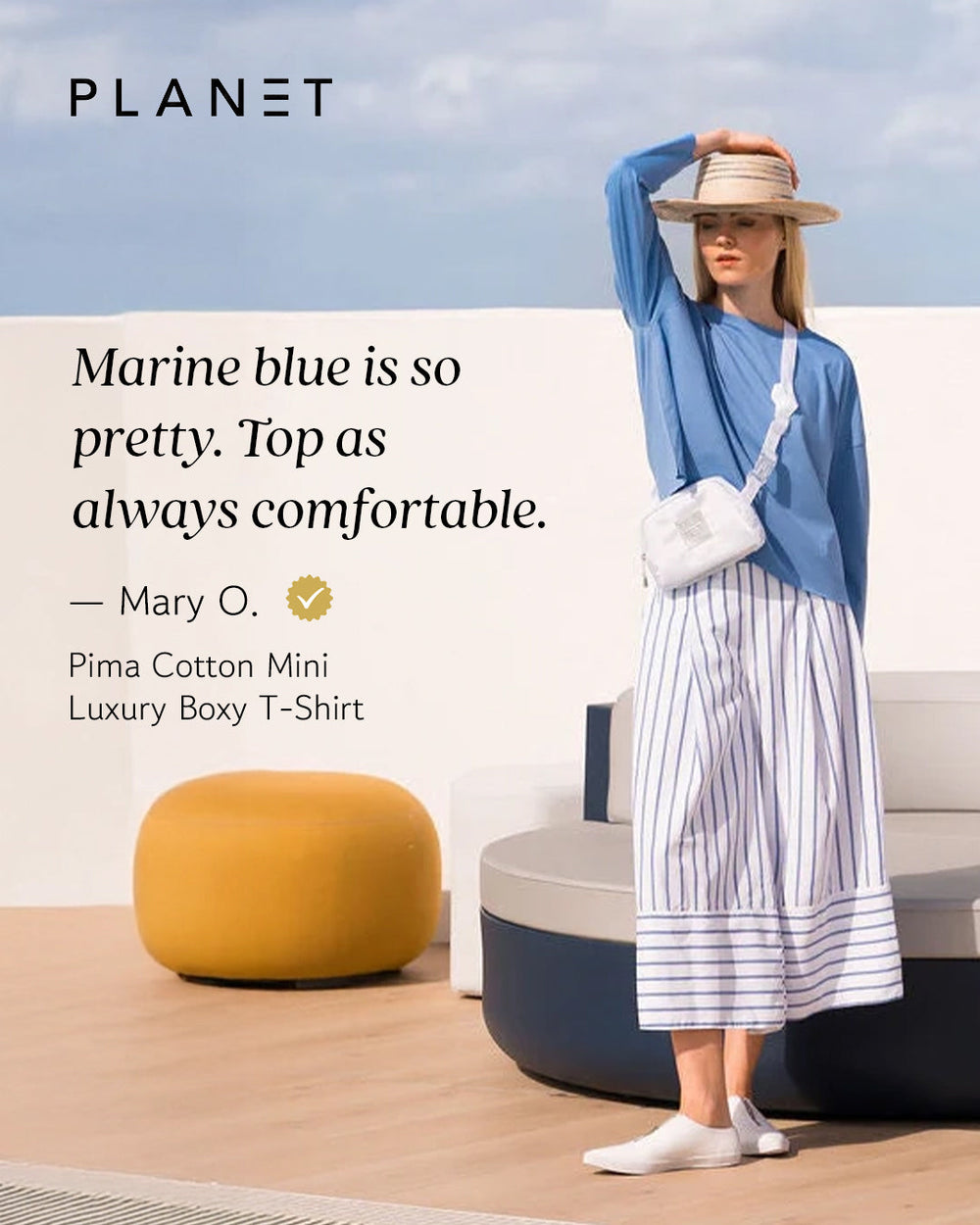 Pima Cotton Mini Luxury Boxy T-Shirt - Capri from KADOU Boutique