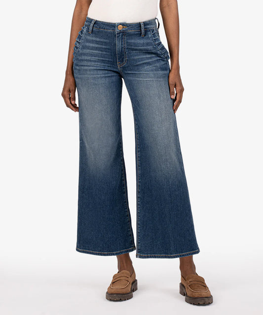 Meg Wide Leg Pleated Pocket Jeans