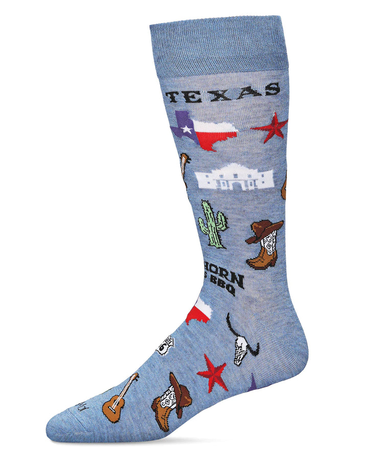 Texas Bamboo Men’s Crew Socks- Denim Heather