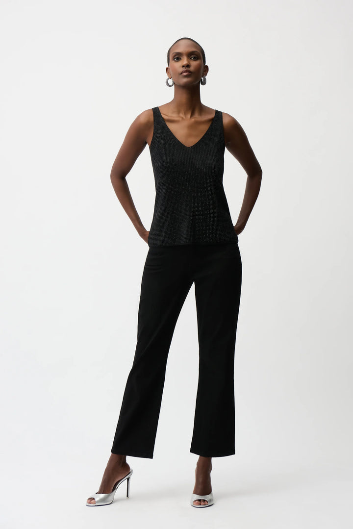 Metallic Knitted Camisole with Rhinestones - 252915F25