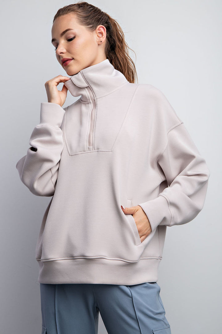 Modal Quarter Zip Mock Neck Pullover