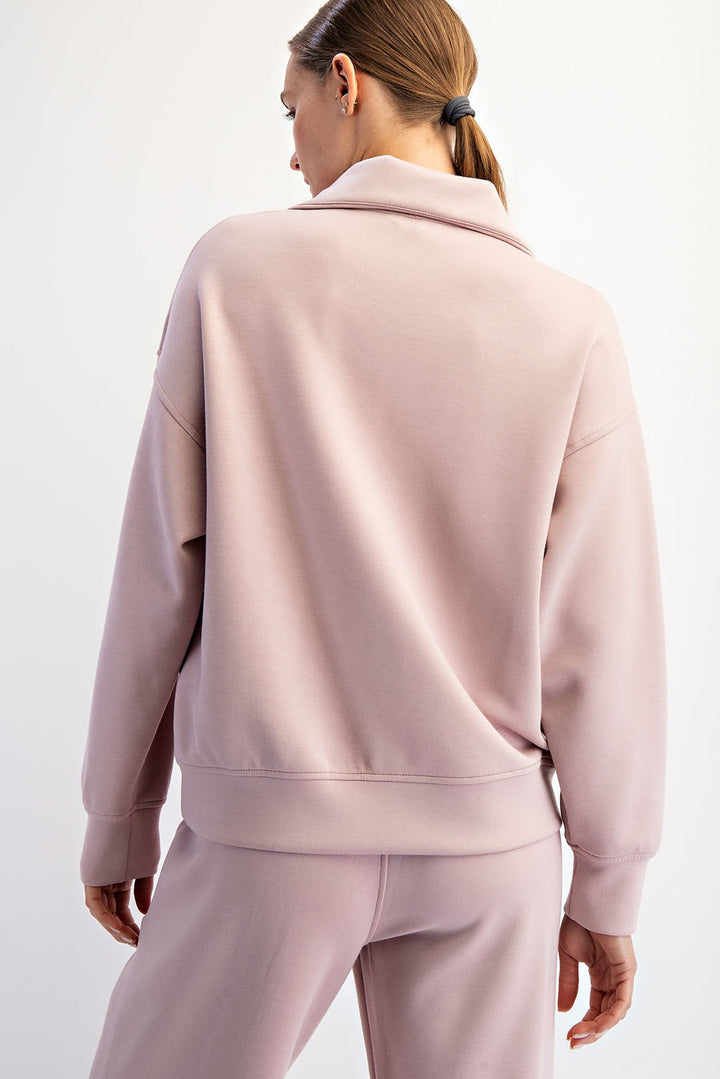 Modal Quarter Zip Mock Neck Pullover