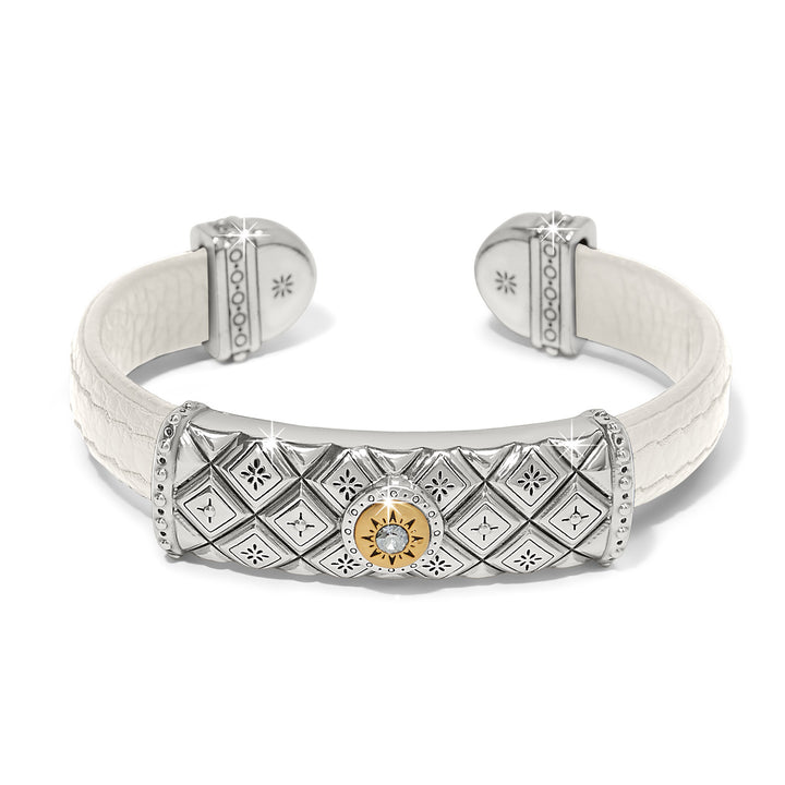 Brighton Mosaic Two Tone Leather Bar Cuff Bracelet