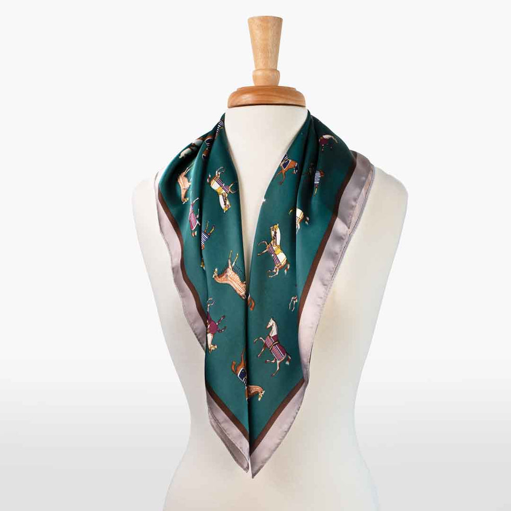 Hunt Club - Stylized Equestrian Scarf in Deep Teal from KADOU Boutique