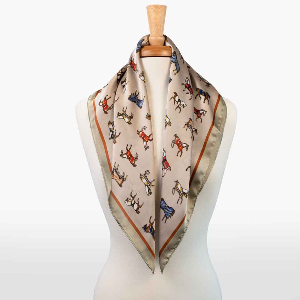 Hunt Club - Stylized Equestrian Scarf in Taupe from KADOU Boutique