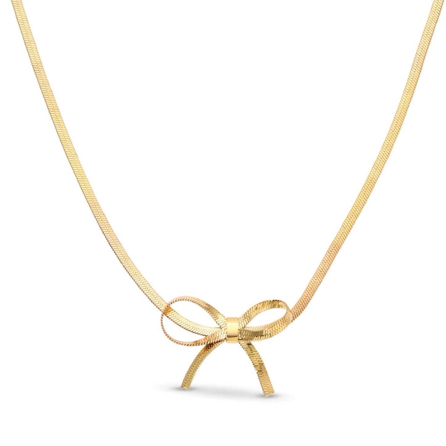 Gold Plated Delicate Bow Necklace