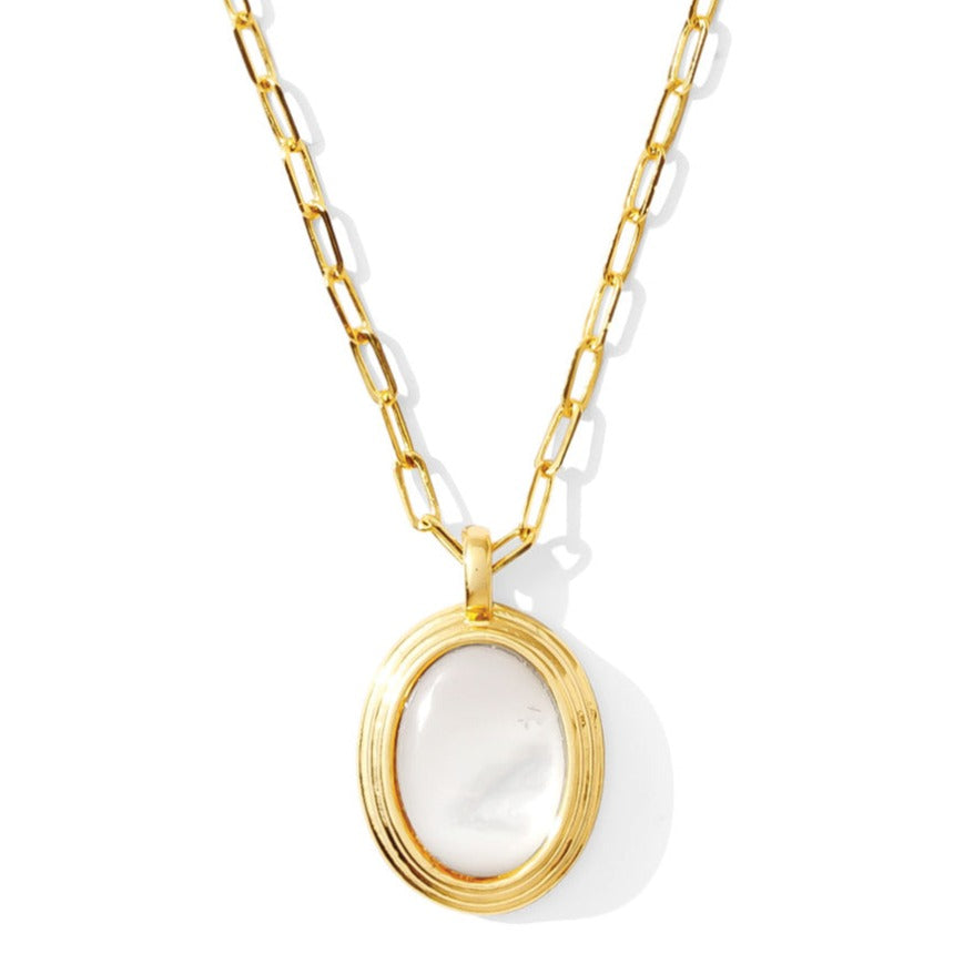 Mother of Pearl Oval Pendant Necklace