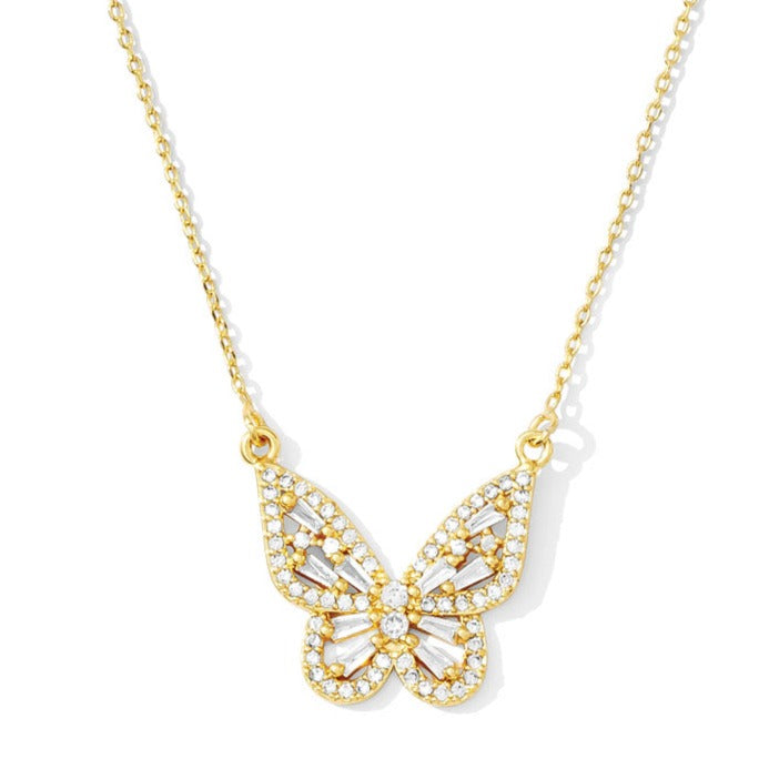 Pave Butterfly Pendant Necklace