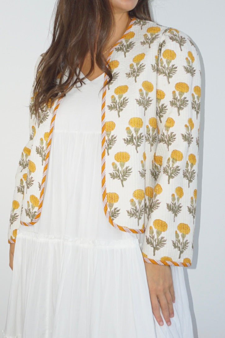 Shylah Quilted Jacket in Marigold from KADOU Boutique