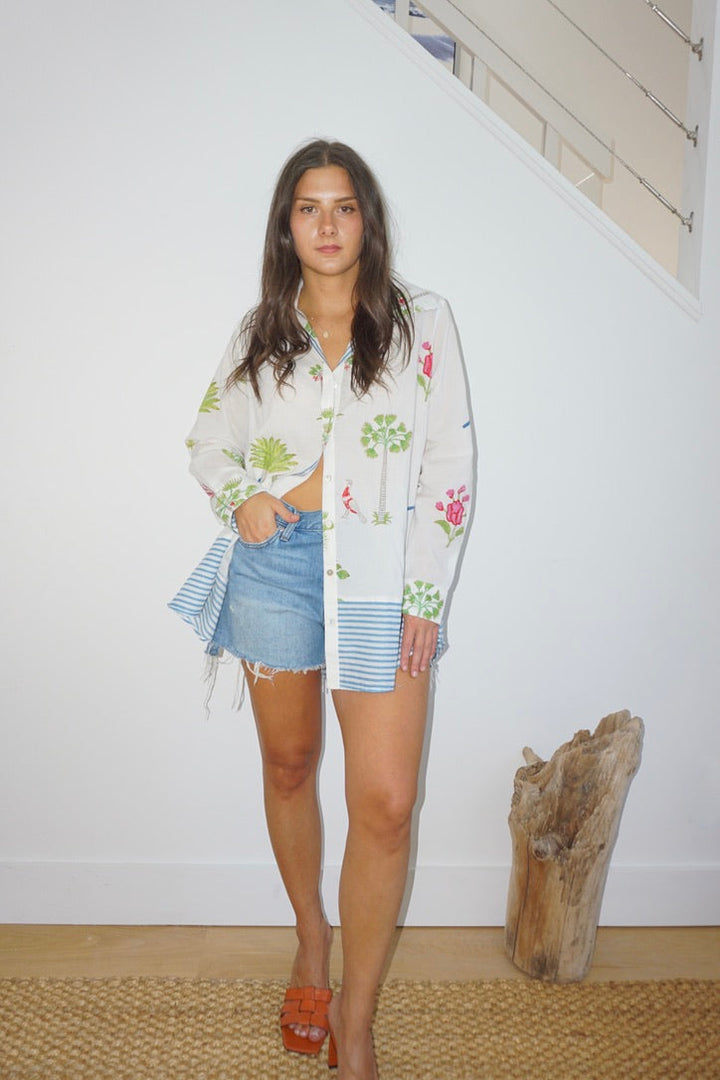 Thea Beach Shirt in Palm Paradise