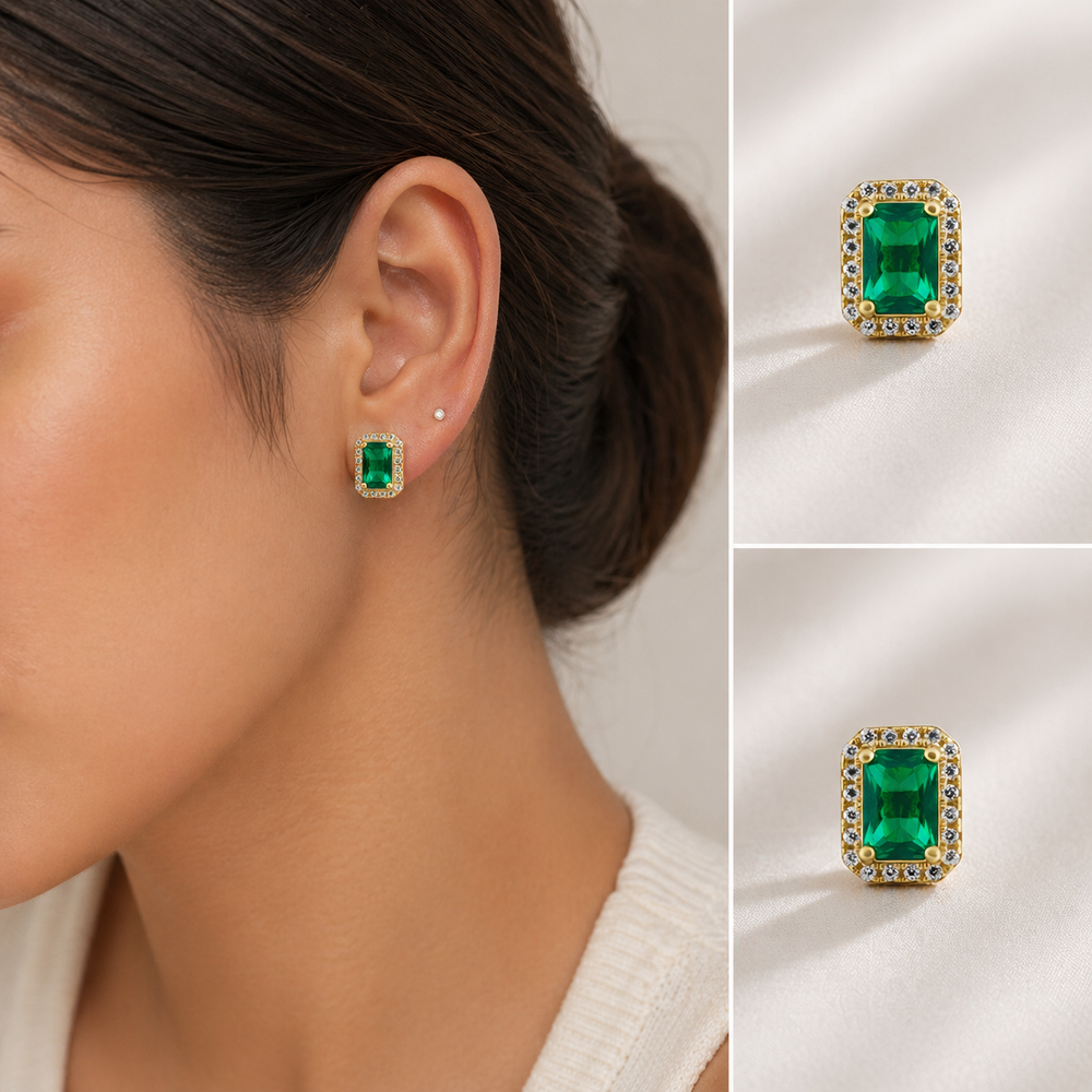 Nora Emerald Studs from KADOU Boutique