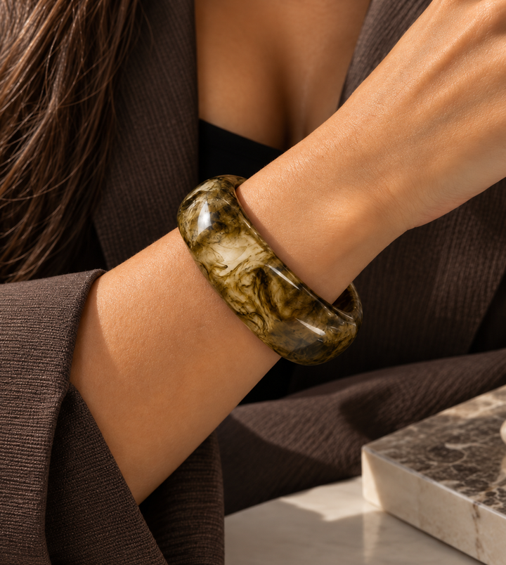 Olive Acrylic Bangle from KADOU Boutique