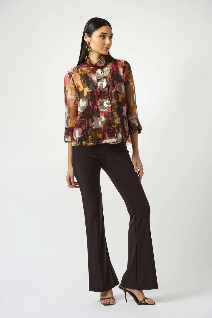 Organza Abstract Print Two-Piece Trapeze Jacket - 253163
