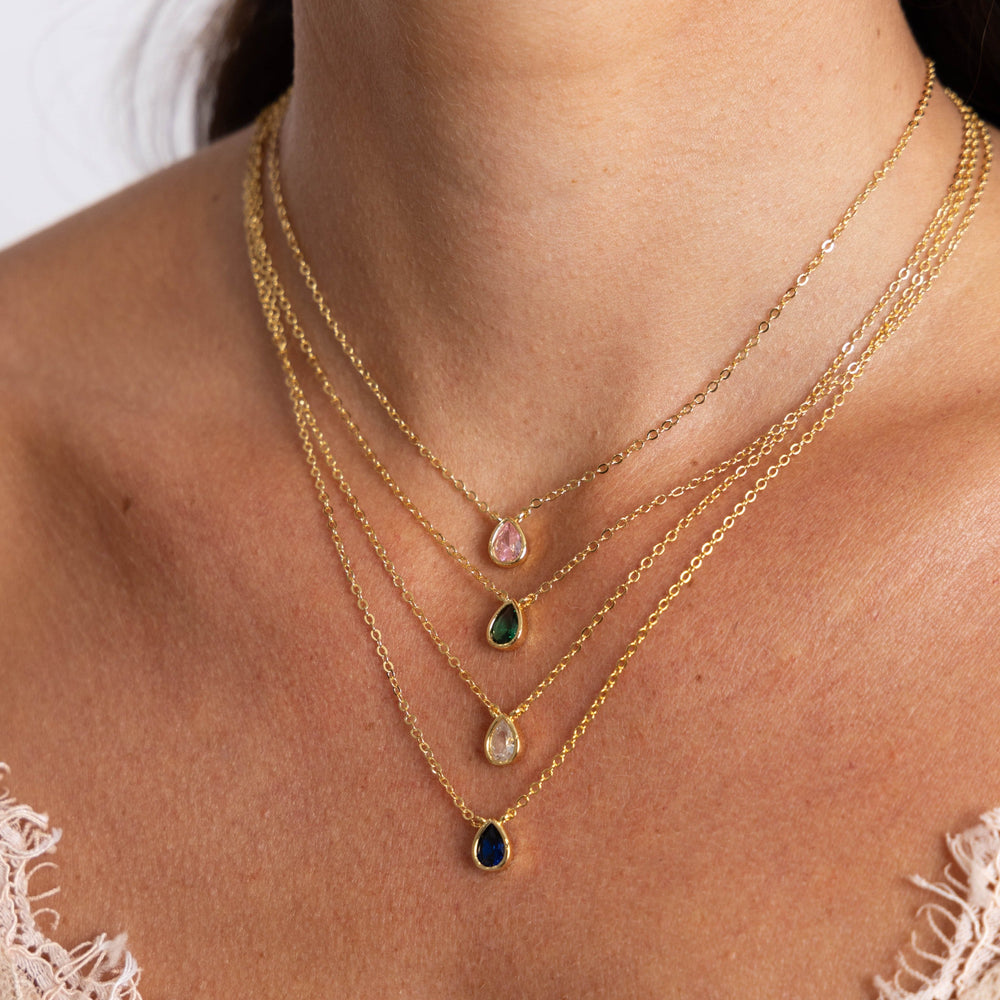 Ines Raindrop Necklace Emerald from KADOU Boutique