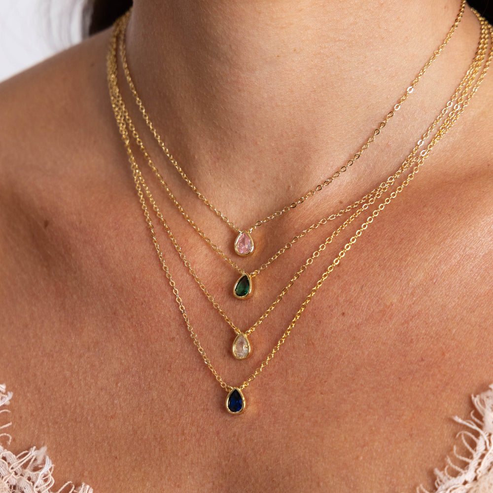 Ines Raindrop Necklace Pink from KADOU Boutique