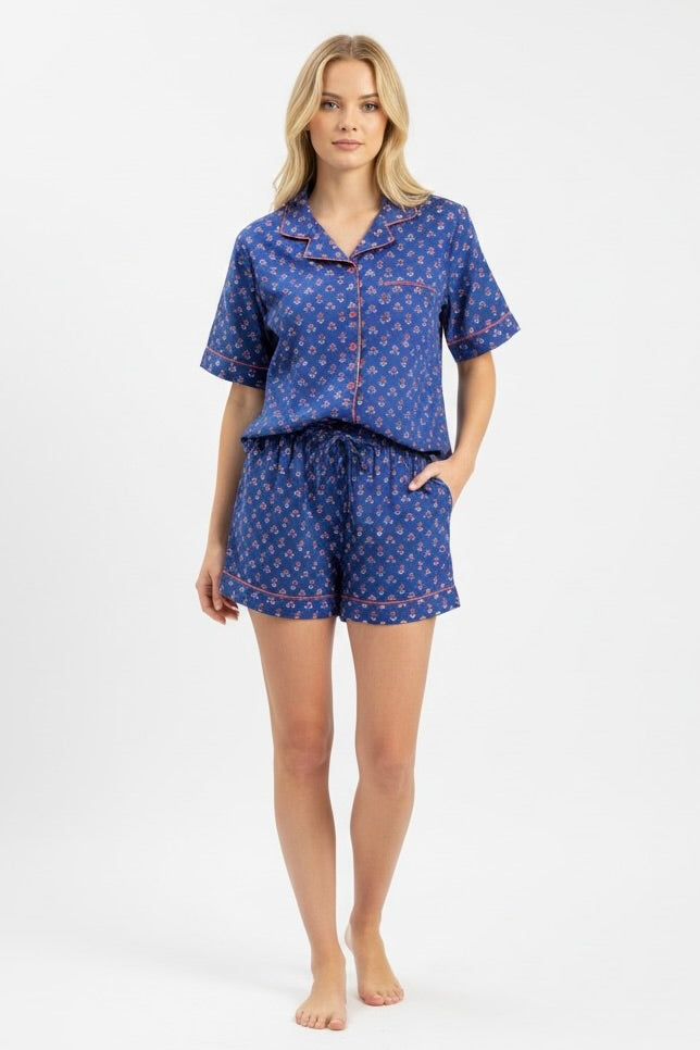 Paola Ditsy Navy Short Pajama Set from KADOU Boutique