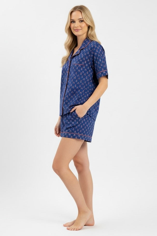 Paola Ditsy Navy Short Pajama Set from KADOU Boutique