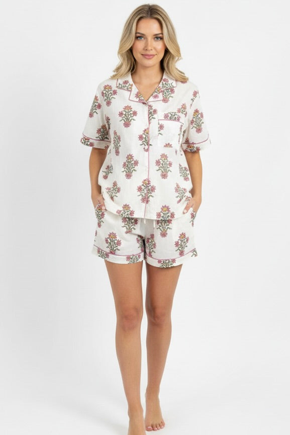 Paola Short Pajama Set in Royal Aster from KADOU Boutique