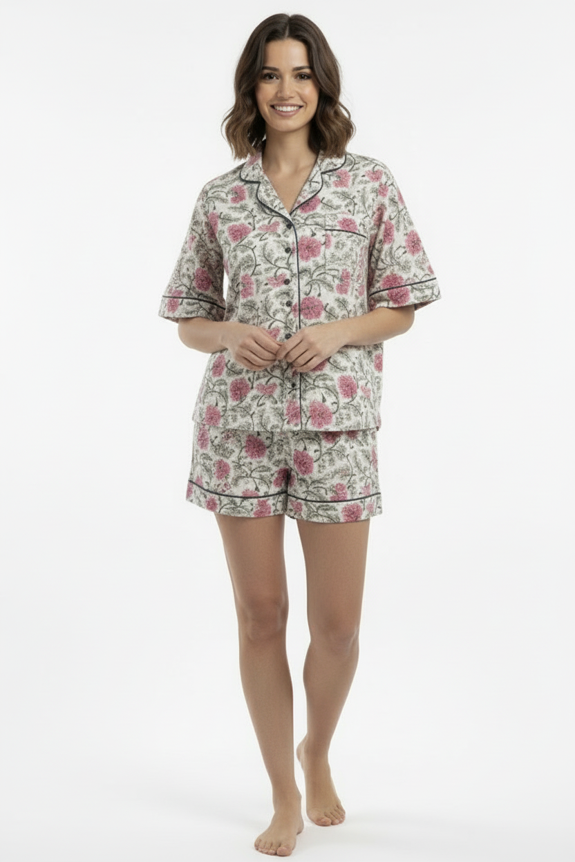 Paola Short Pajama Set in Violet Lotus from KADOU Boutique
