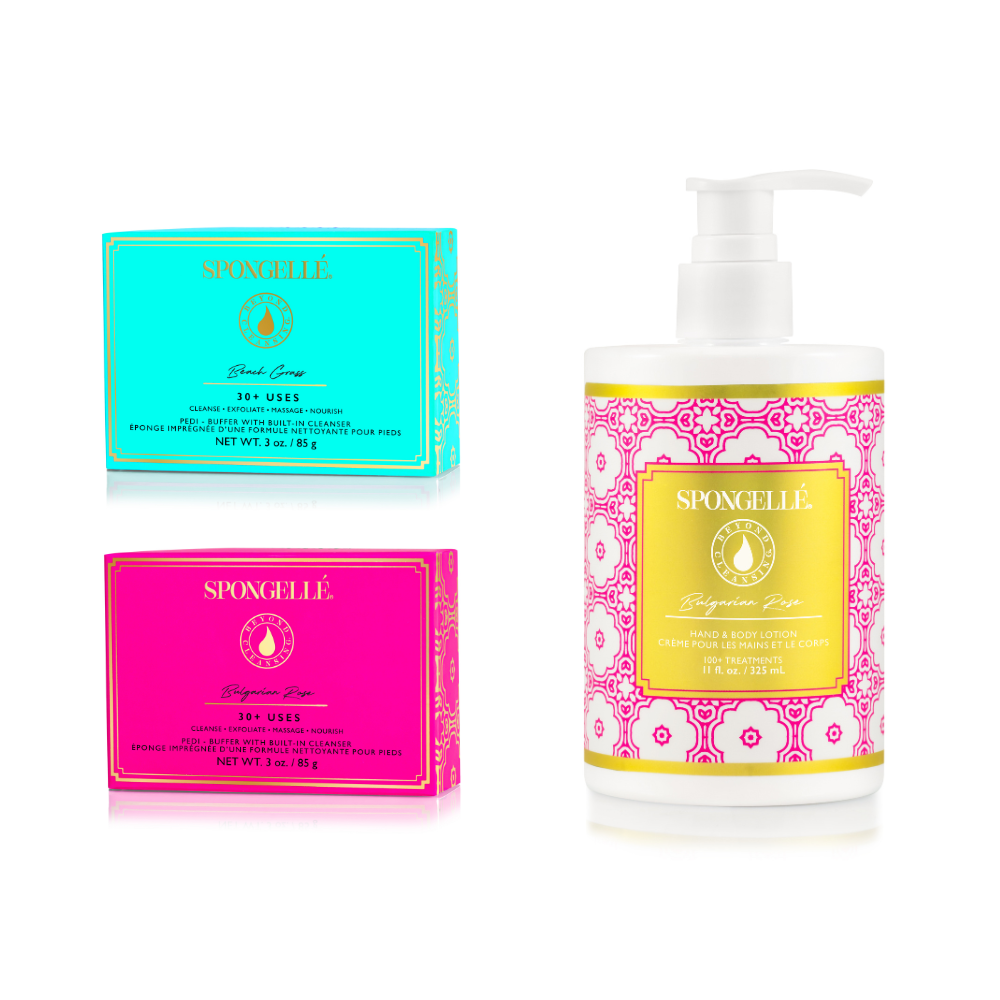 Beach Grass &amp; Bulgarian Rose Pedi Buffer and Body Lotion Set from KADOU Boutique