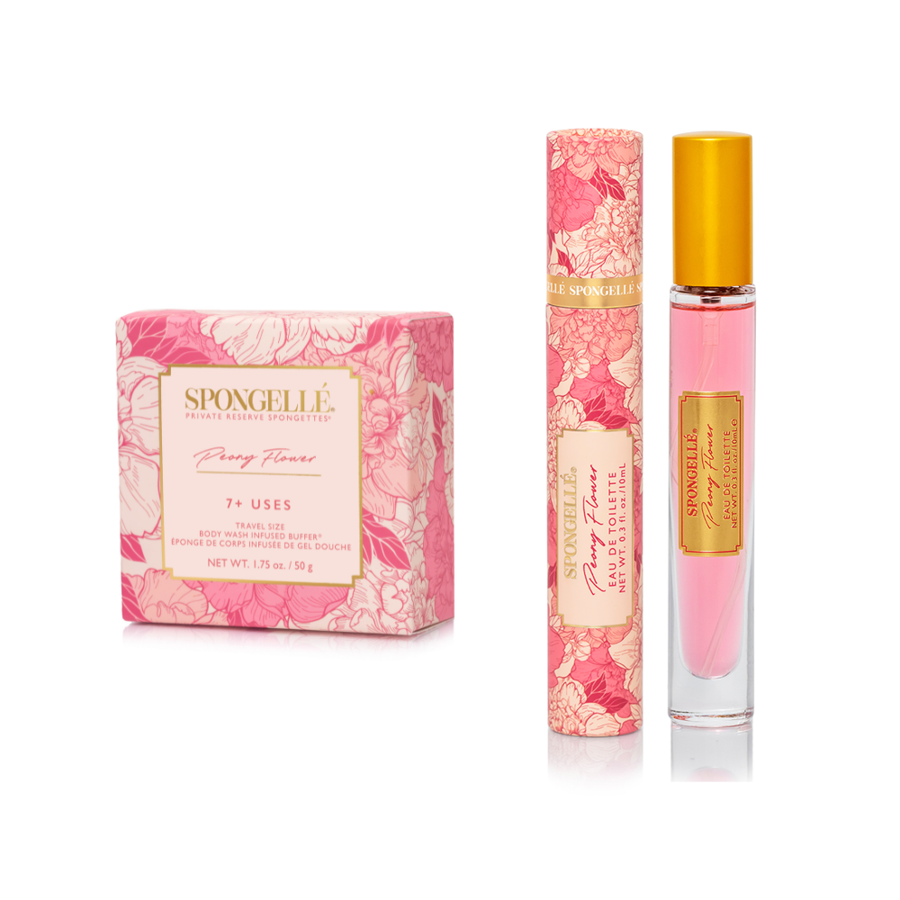 Peony Flower Eau De Toilette &amp; Travel Spongette from KADOU Boutique