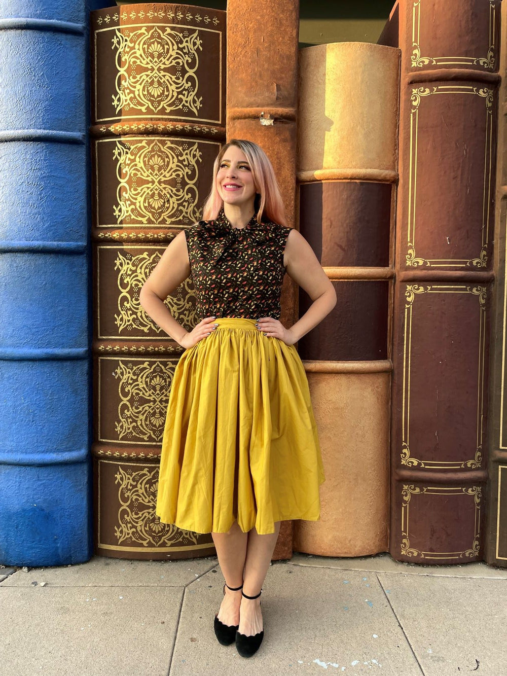 Peggy Swing Skirt in Mustard from KADOU Boutique